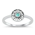 thumbnail image 1 of CHOOSE YOUR COLOR Simulated Turquoise Sun Ring .925 Sunburst Sterling Silver Band Blue CZ Female Size 6, 1 of 4