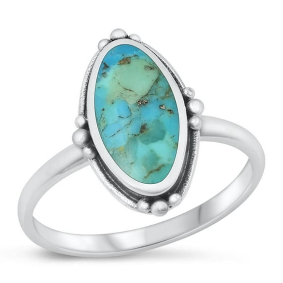 CHOOSE YOUR COLOR Simulated Turquoise Wholesale Bali Cocktail Ring .925 Sterling Silver Band Blue CZ Female Size 5
