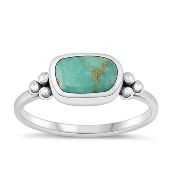 CHOOSE YOUR COLOR Simulated Turquoise Wholesale Bali Ring .925 Chic Sterling Silver Band Blue CZ Female Size 5