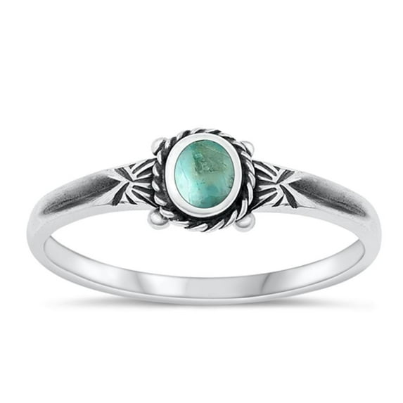 CHOOSE YOUR COLOR Simulated Turquoise Wholesale Bali Ring .925 Sterling Silver Band Blue CZ Female Size 8
