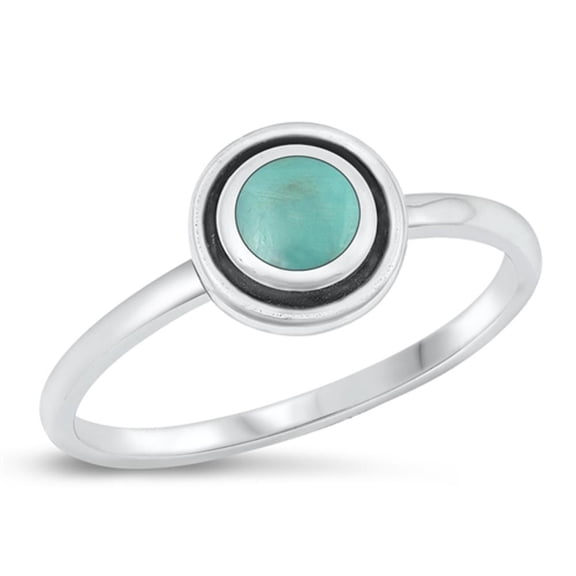 CHOOSE YOUR COLOR Simulated Turquoise Wholesale Circle Ring .925 Sterling Silver Band Blue CZ Female Size 10
