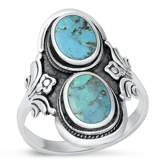 CHOOSE YOUR COLOR Simulated Turquoise Wholesale Cocktail Ring 925 Sterling Silver Ornate Band Blue CZ Female Size 5