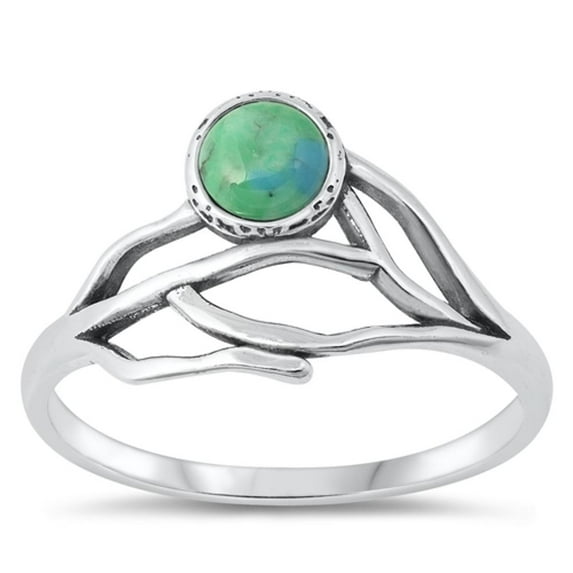 CHOOSE YOUR COLOR Simulated Turquoise Wholesale Ring .925 Sterling Silver Tree Branch Band Blue CZ Female Size 5