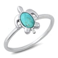 thumbnail image 1 of CHOOSE YOUR COLOR Simulated Turquoise Wholesale Sea Turtle Ring .925 Sterling Silver Band Blue CZ Female Size 9, 1 of 4