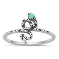 thumbnail image 1 of CHOOSE YOUR COLOR Simulated Turquoise Wholesale Snake Ring .925 Sterling Silver Band Blue CZ Female Size 4, 1 of 4