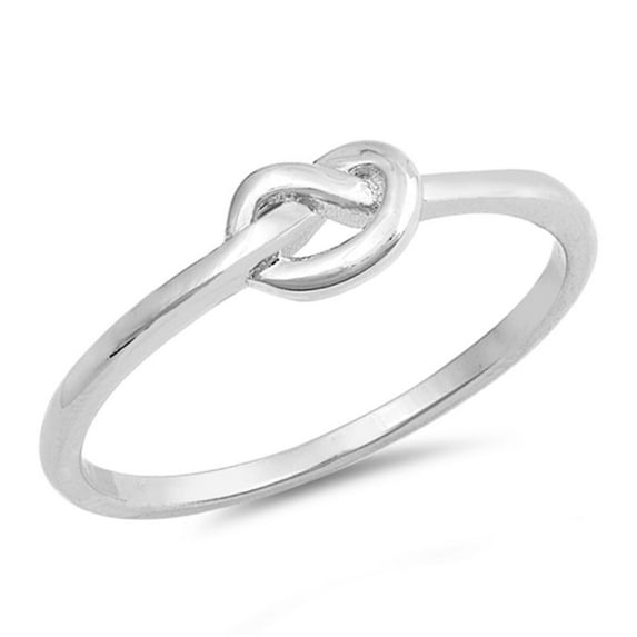 CHOOSE YOUR COLOR Small Love Knot Promise Ring .925 Sterling Silver Heart Band Jewelry Female Size 8