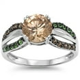 thumbnail image 1 of CHOOSE YOUR COLOR Solitaire Champagne CZ Infinity Ring .925 Sterling Silver Band Orange Female Size 7, 1 of 4