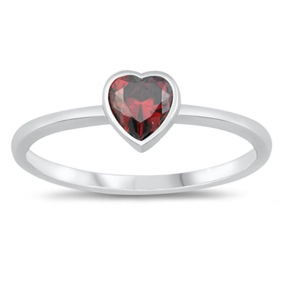CHOOSE YOUR COLOR Solitaire Love Heart Promise Sterling Silver Ring Red CZ 925 Female Size 6