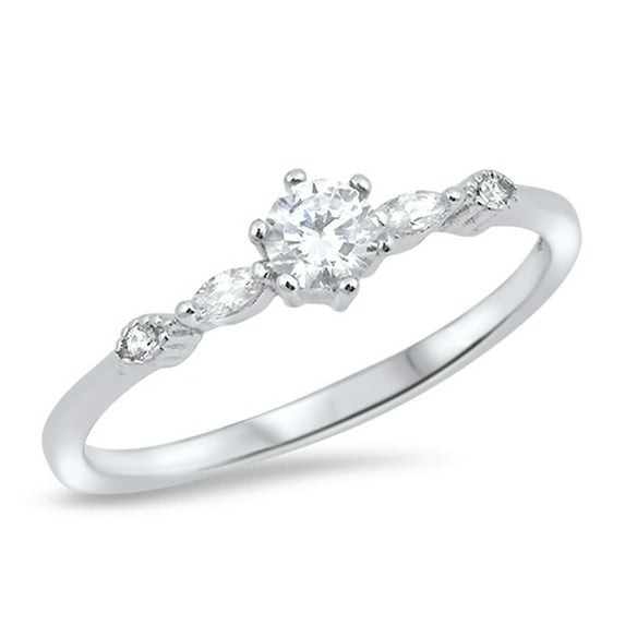 CHOOSE YOUR COLOR Solitaire Round White CZ Wedding Ring .925 Sterling Silver Female Size 7