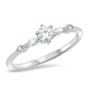 SAC SILVER CHOOSE YOUR COLOR Solitaire Round White CZ Wedding Ring .925 Sterling Silver Female Size 8