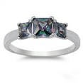 thumbnail image 1 of CHOOSE YOUR COLOR Square Multi-color CZ Ring .925 Sterling Silver Band Black Female Size 3, 1 of 4