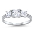 thumbnail image 1 of CHOOSE YOUR COLOR Square Princess Cut Clear CZ Ring .925 Sterling Silver Band White Female Size 4, 1 of 4