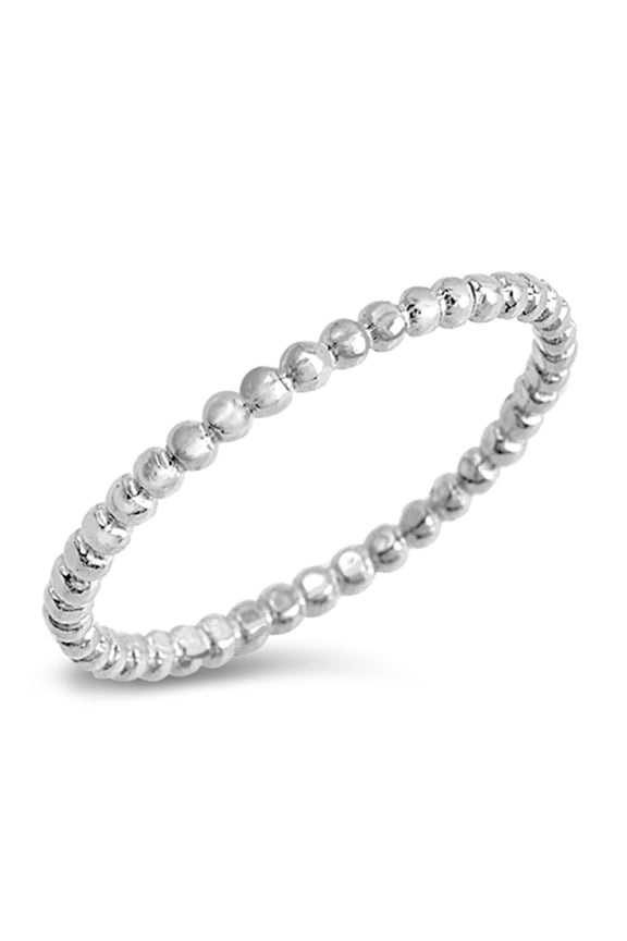 CHOOSE YOUR COLOR Stackable Ball Bead Eternity Ring 925 Sterling Silver Band Jewelry Female Size 8