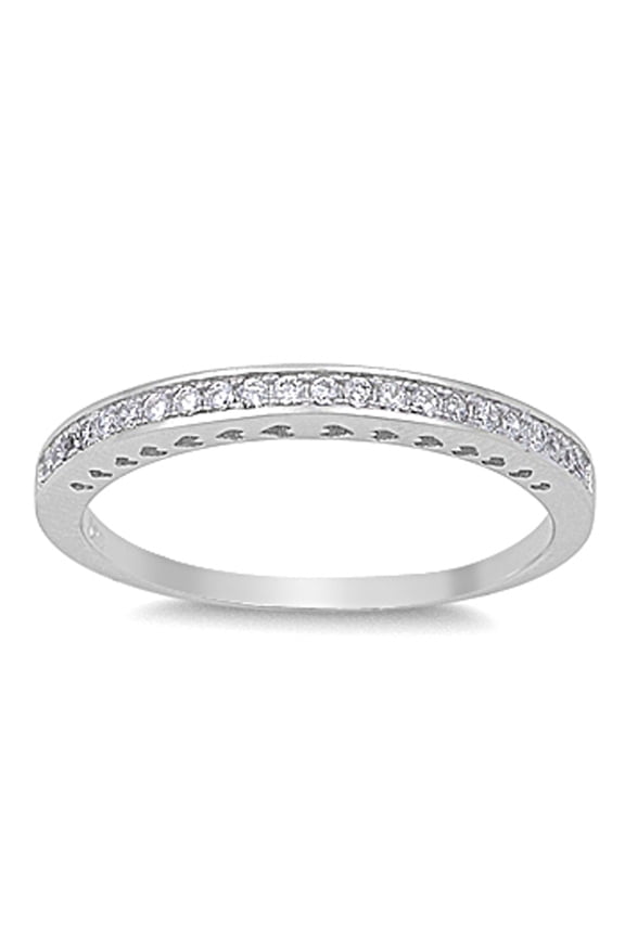 CHOOSE YOUR COLOR Stackable Wedding Band White CZ Ring .925 Sterling Silver Female Size 6
