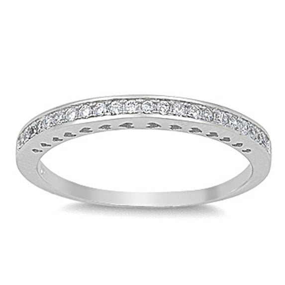 CHOOSE YOUR COLOR Stackable Wedding Band White CZ Ring .925 Sterling Silver Female Size 8