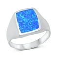 thumbnail image 1 of CHOOSE YOUR COLOR Statement Bold Blue Simulated Opal Ring .925 Sterling Silver Band CZ Female Size 5, 1 of 4