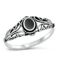 thumbnail image 1 of CHOOSE YOUR COLOR Sterling Silver Black Simulated Agate Boho Ring Band .925 CZ Female Size 7, 1 of 4