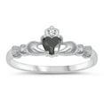 thumbnail image 1 of CHOOSE YOUR COLOR Sterling Silver Claddagh Friendship Ring Black CZ 925 Jewelry Female Size 1, 1 of 4