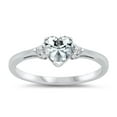 thumbnail image 1 of CHOOSE YOUR COLOR Sterling Silver Clear CZ Heart Ring Love Band Solid 925 White Female Size 13, 1 of 4