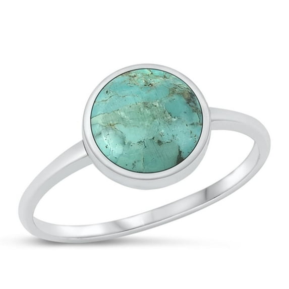 CHOOSE YOUR COLOR Sterling Silver Cocktail Simulated Turquoise Ring .925 Band Blue CZ Female Size 9