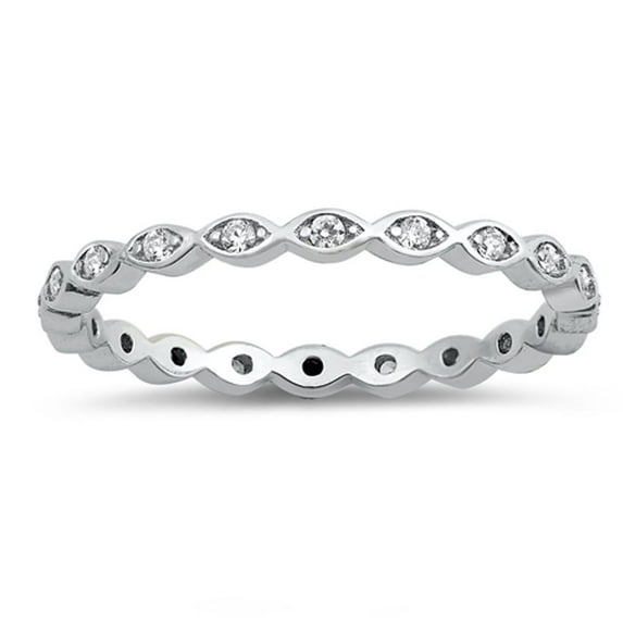 CHOOSE YOUR COLOR Sterling Silver Eternity Band Clear CZ Thin 2mm Ring Stackable White Female Size 4