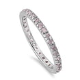 thumbnail image 1 of CHOOSE YOUR COLOR Sterling Silver Eternity Band Pink CZ Thin 2mm Ring Stackable Female Size 4, 1 of 4
