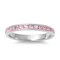thumbnail image 1 of CHOOSE YOUR COLOR Sterling Silver Eternity Band Pink CZ Thin 3mm Ring 925 Jewelry Female Size 3, 1 of 4