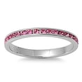 thumbnail image 1 of CHOOSE YOUR COLOR Sterling Silver Eternity Band Rose Pink CZ Thin 2mm Ring 925 Female Size 3.5, 1 of 4