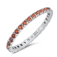 thumbnail image 1 of CHOOSE YOUR COLOR Sterling Silver Eternity Band Simulated Garnet Thin 2mm Ring Stackable Red CZ Female Size 10, 1 of 4