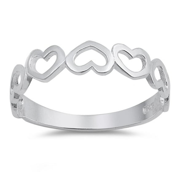CHOOSE YOUR COLOR Sterling Silver Hearts Ring Romantic Heart Love Band Solid 925 Jewelry Female Size 9