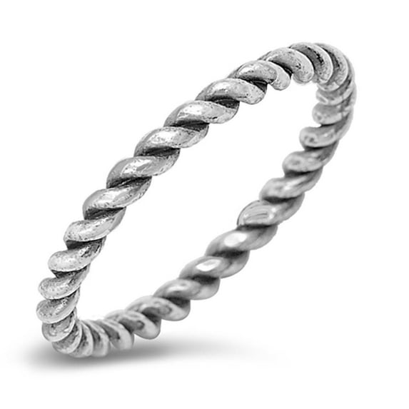 CHOOSE YOUR COLOR Sterling Silver Oxidized Rope Chain Design Eternity Band 925 Ring Jewelry Female Size 4