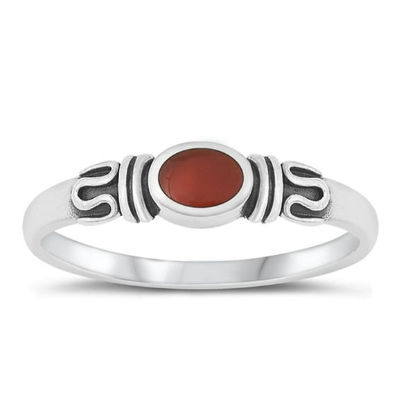 CHOOSE YOUR COLOR Sterling Silver Red Simulated Agate Bali Ring .925 Oxidized Band CZ Female Size 8