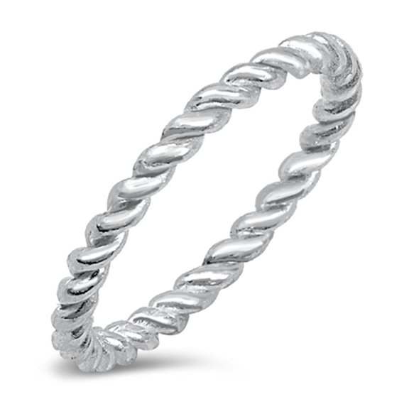 CHOOSE YOUR COLOR Sterling Silver Rope Chain Design Eternity Band Ring .925 Jewelry Female Size 4