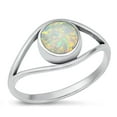 thumbnail image 1 of CHOOSE YOUR COLOR Sterling Silver Round White Simulated Opal Ring .925 Band CZ Female Size 10, 1 of 4