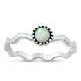 thumbnail image 1 of CHOOSE YOUR COLOR Sterling Silver Round White Simulated Opal Ring 925 Wavy Bali Band CZ Female Size 10, 1 of 4
