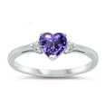 thumbnail image 1 of CHOOSE YOUR COLOR Sterling Silver Simulated Amethyst Heart Ring Love Band Solid 925 Purple CZ Female Size 7, 1 of 4