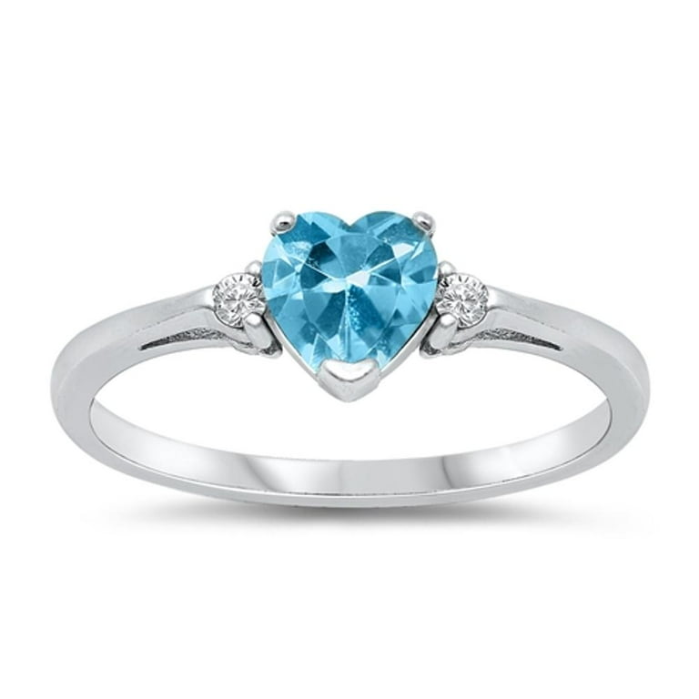 Aquamarine heart shaped ring top