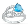 thumbnail image 1 of CHOOSE YOUR COLOR Sterling Silver Simulated Aquamarine Heart Ring w/ Clear Infinity Knot Band Blue CZ Female Size 5, 1 of 4