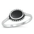 thumbnail image 1 of CHOOSE YOUR COLOR Sterling Silver Simulated Black Onyx Wholesale Ring .925 Oval Bali Band CZ Female Size 4, 1 of 4