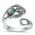 thumbnail image 1 of CHOOSE YOUR COLOR Sterling Silver Simulated Turquoise Wholesale Spoon Ring .925 Wrapped Band Blue CZ Female Size 7, 1 of 4