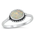 thumbnail image 1 of CHOOSE YOUR COLOR Sterling Silver White Simulated Opal Bali Ring Band .925 CZ Female Size 6, 1 of 4