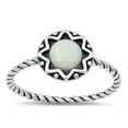 thumbnail image 1 of CHOOSE YOUR COLOR Sterling Silver White Simulated Opal Ring .925 Bali Sun Band CZ Female Size 7, 1 of 4
