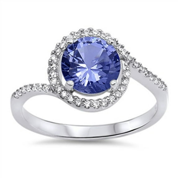 CHOOSE YOUR COLOR Sterling Silver Women's Blue Halo Ring 925 Band 11mm CZ Jewelry Female Size 6