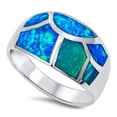 thumbnail image 1 of CHOOSE YOUR COLOR Sterling Silver Women's Blue Simulated Opal Ring 925 Band 12mm CZ Female Size 9, 1 of 4