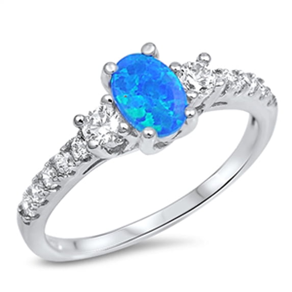 CHOOSE YOUR COLOR Sterling Silver Women's Clear CZ Blue Fire Ring 925 Band 6mm White Female Size 11