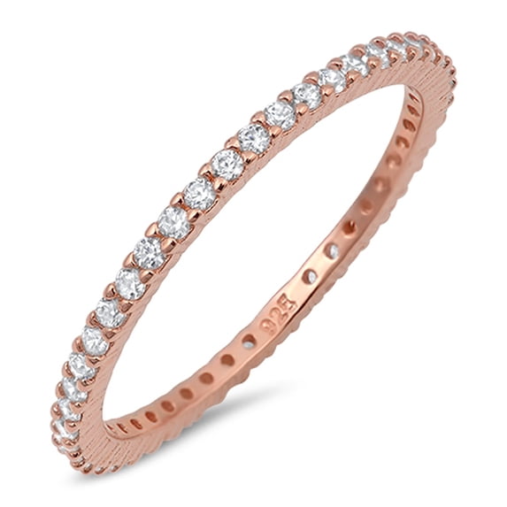CHOOSE YOUR COLOR Sterling Silver Women's Gold-Tone Finish Clear CZ Ring 925 Band 1mm White Female Size 4