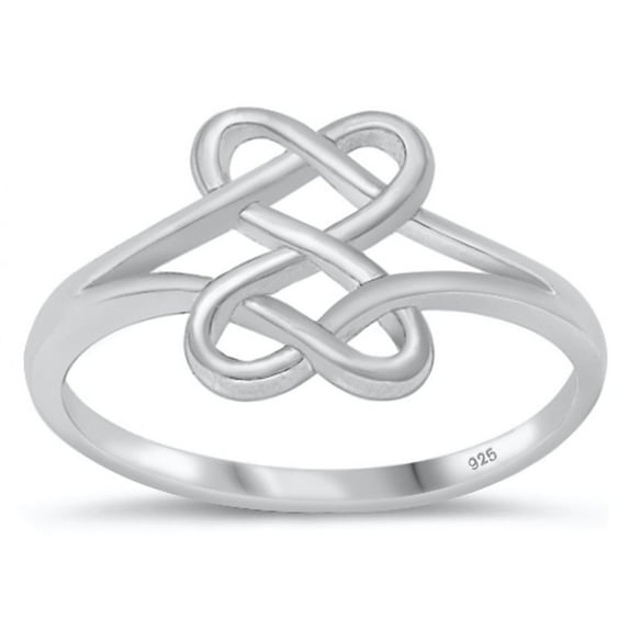 CHOOSE YOUR COLOR Sterling Silver Women's Infinity Hearts Love Ring Band 11mm 925 Jewelry Female Size 4