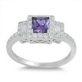 thumbnail image 1 of CHOOSE YOUR COLOR Sterling Silver Women's Simulated Amethyst Ring Engagement Band 8mm Purple CZ Female Size 9, 1 of 4