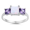 thumbnail image 1 of CHOOSE YOUR COLOR Sterling Silver Women's Simulated Amethyst White Fire Ring Band 7mm Purple CZ Female Size 12, 1 of 4