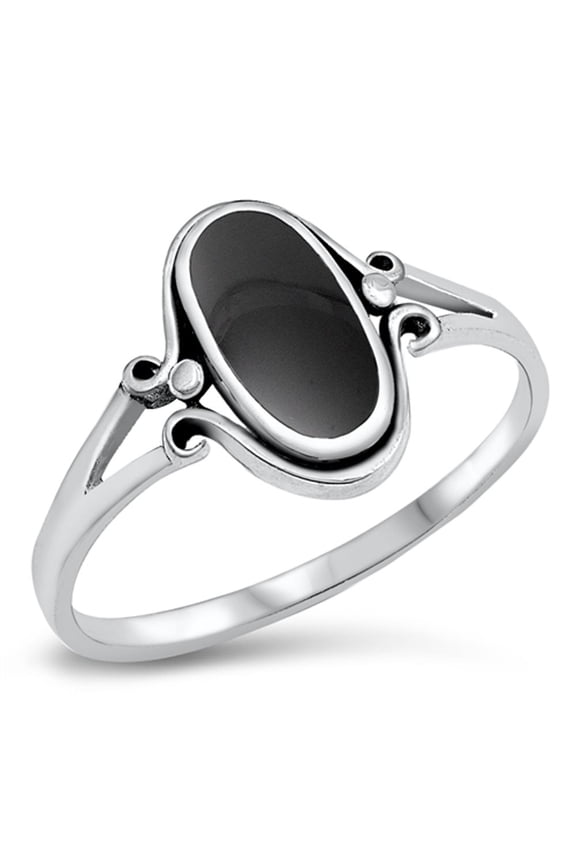 CHOOSE YOUR COLOR Sterling Silver Women's Simulated Black Onyx Ring 925 Band 13mm CZ Female Size 8